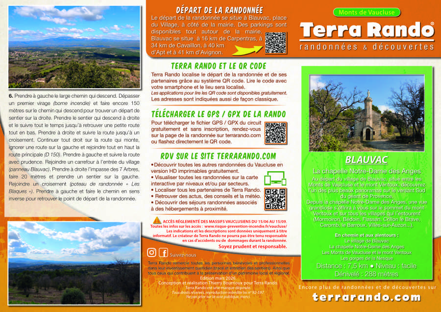 La randonnée pédestre de Blauvac et la chapelle Notre-Dame des Anges dans les Monts de Vaucluse