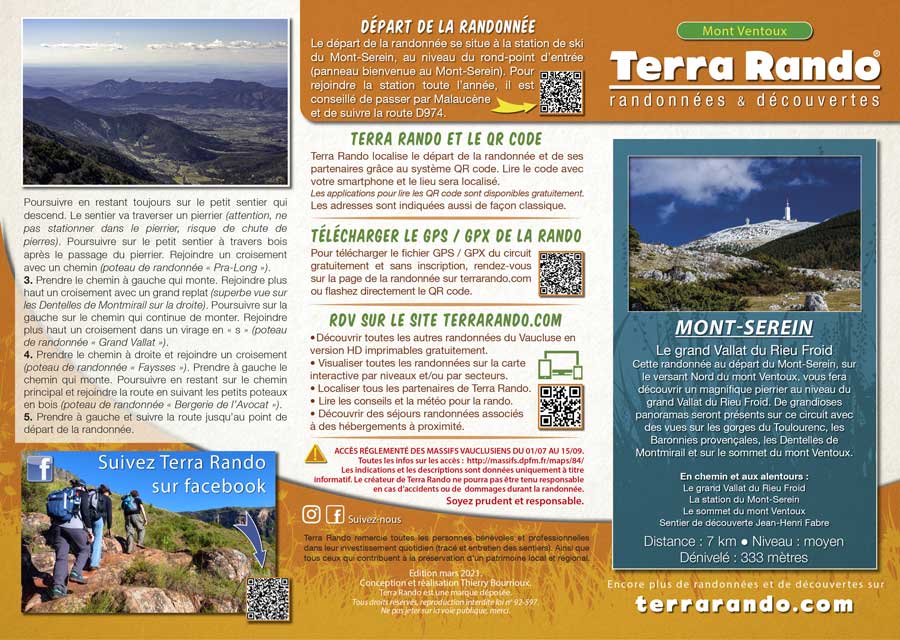 La randonnée pédestre du Mont-Serein et le grand Vallat du Rieu Froid